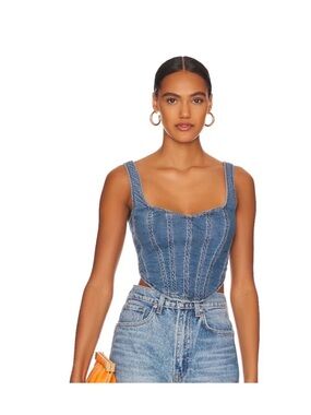 Bardot Blue Denim Corset Camisole